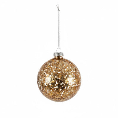 Clear with Gold Sequins Glass Ornament