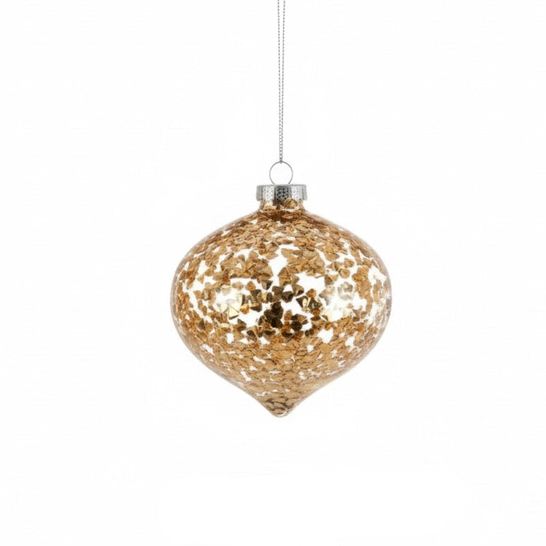 Clear with Gold Sequins Glass Ornament