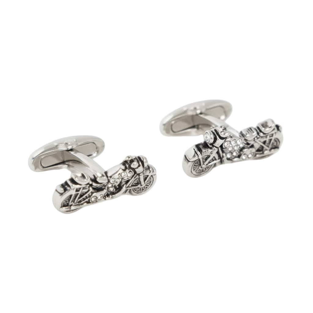 Silver Tone Motorcycle Cufflinks