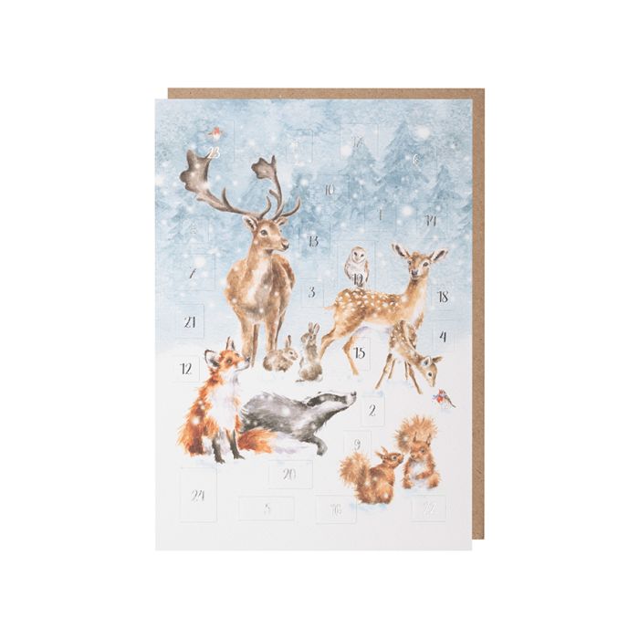 "A winter wonderland" Woodland Animal Advent Calendar Christmas Card