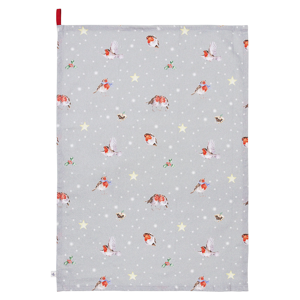 "Seasons Tweetings" Robin Tea Towel - Pale Green