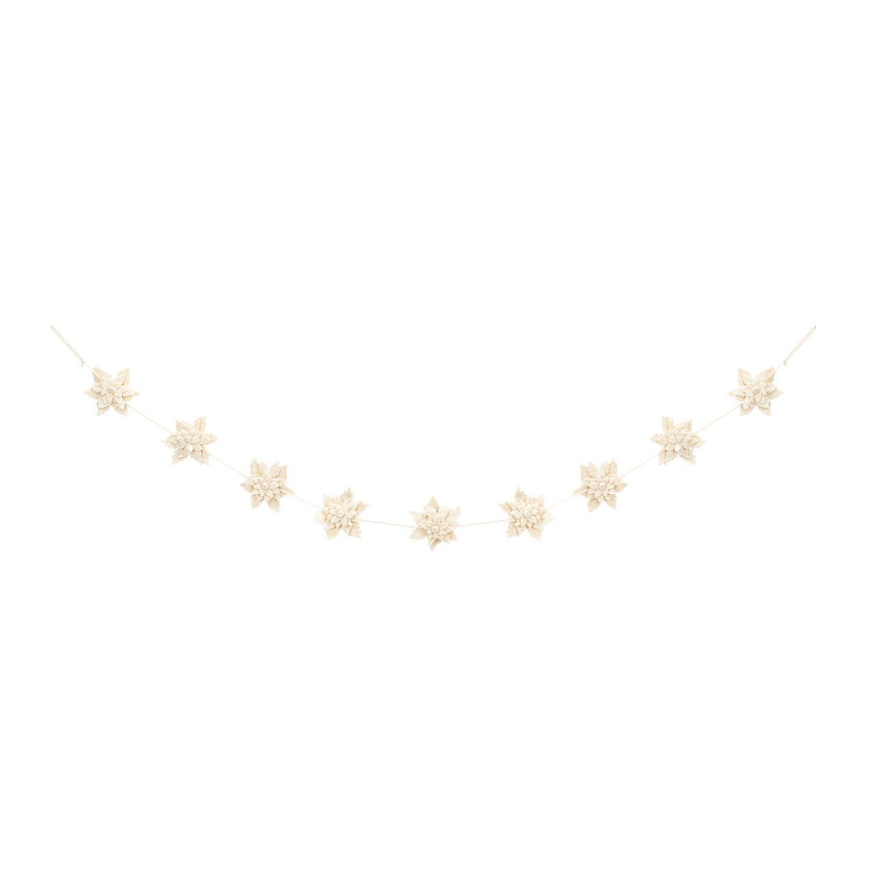 White Poinsettia Felt Garland