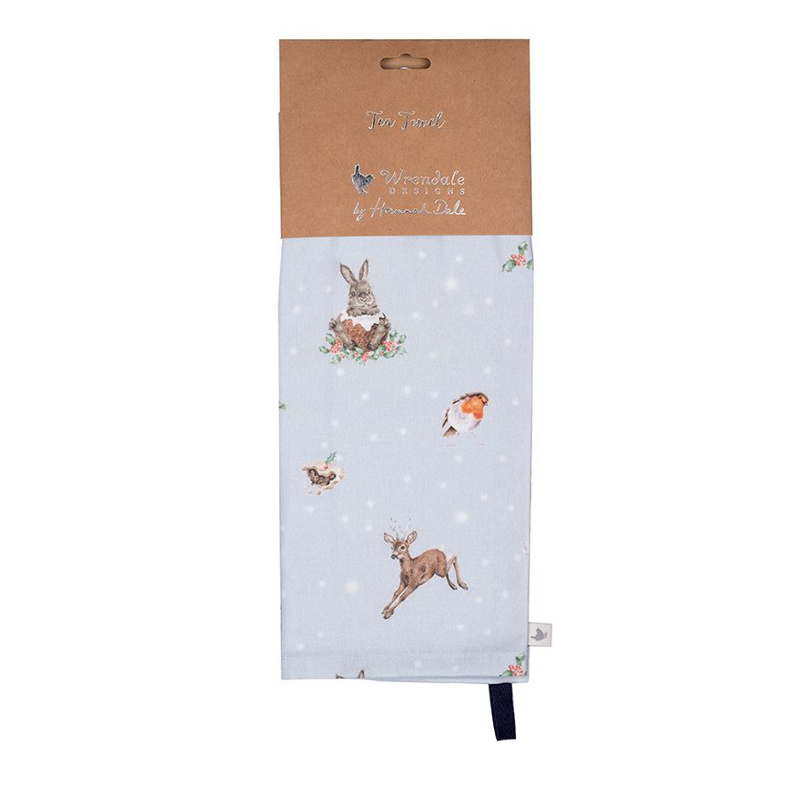 Winter Woodland Tea Towel - Blue