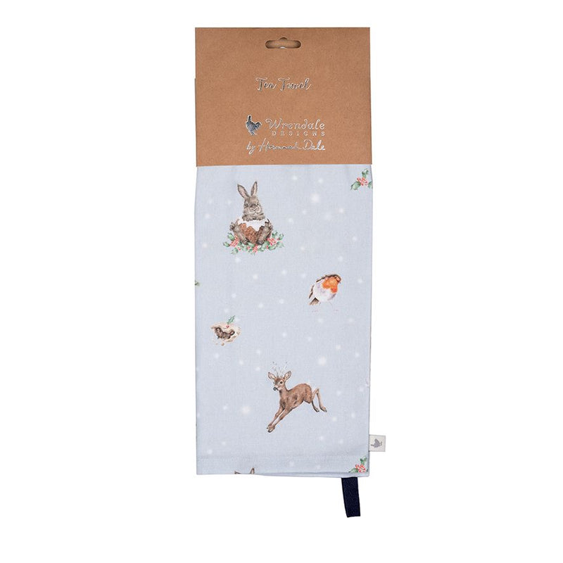 Winter Woodland Tea Towel - Blue