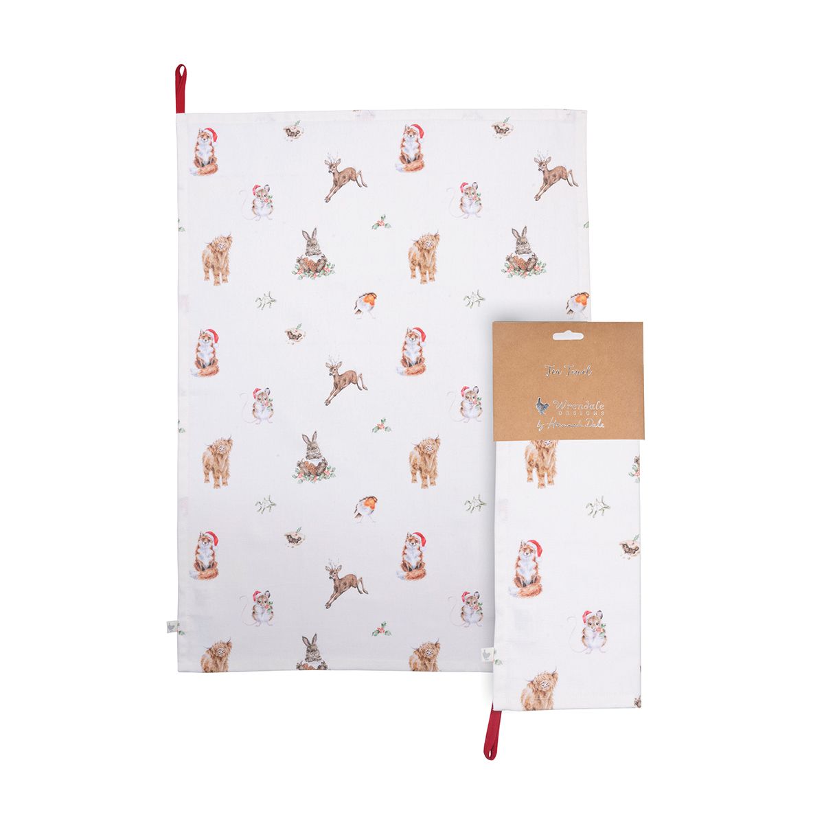 Winter Woodland Tea Towel - White