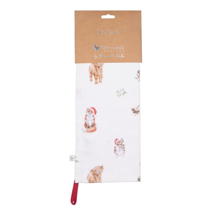 Winter Woodland Tea Towel - White