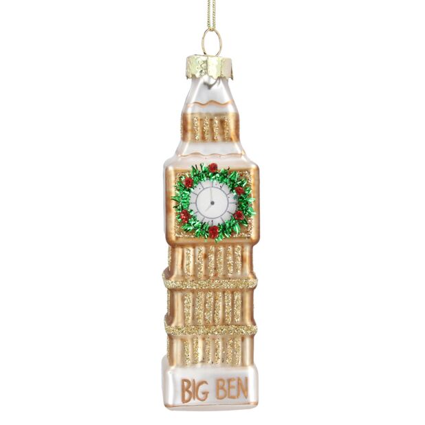 Big Ben with Wreath Glass Ornament  | Putti British Christmas 