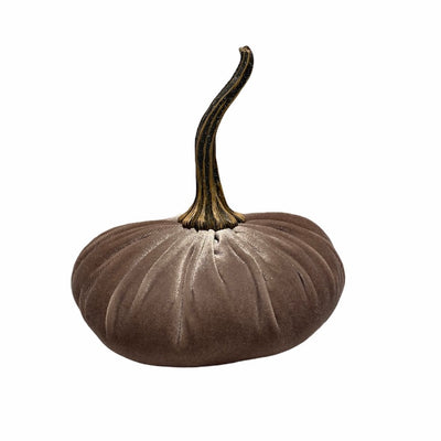 Large Velvet Pumpkin - Taupe | Putti Fine Furnishings Canada