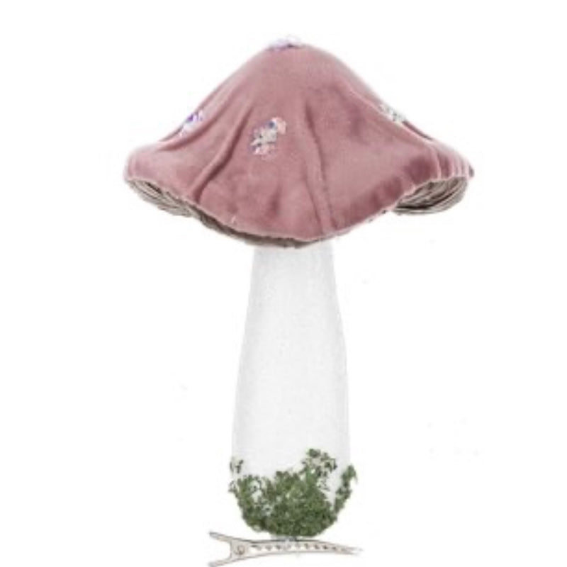 Pastel Velvet Mushroom Ornament with Clip | Putti Christmas Decorations 