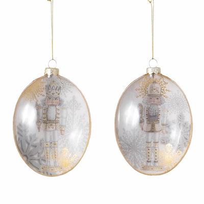 Sullivans Ivory Nutcracker Oval Glass Ornament | Putti Christmas