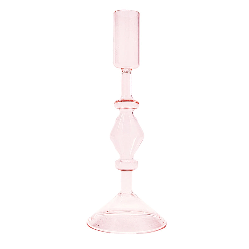 Blush Pink Glass Candle Holder - Large | Putti Fine Furnishings Canada