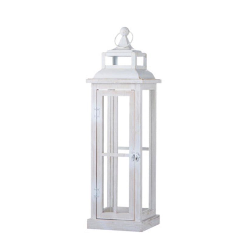 White Distressed Lantern | Putti Fine Furnishings