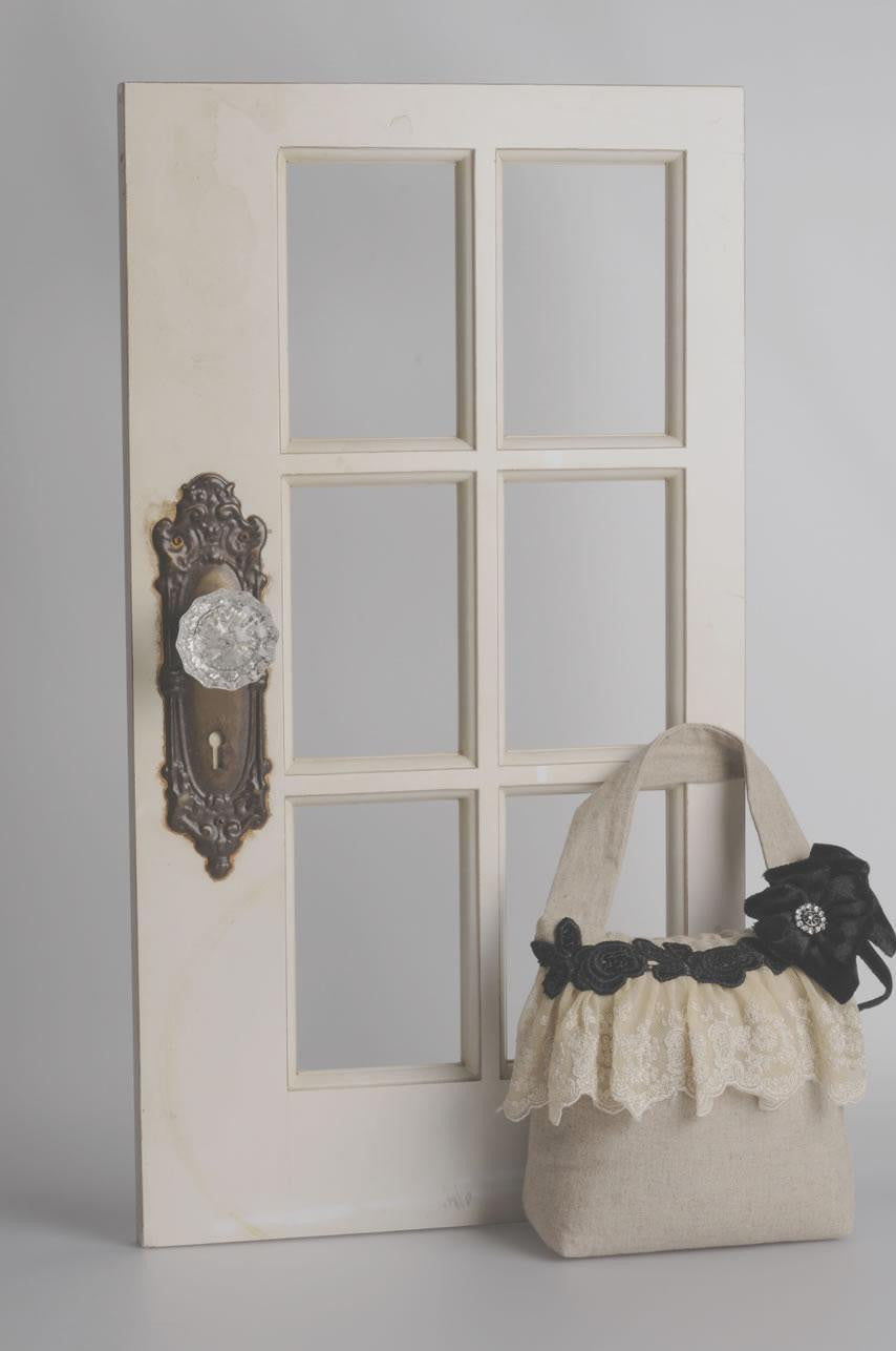 Miss Rose Sister Violet Linen and Black Lace Door Stop, MRSV-Miss Rose Sister Violet, Putti Fine Furnishings