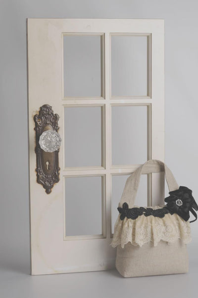Miss Rose Sister Violet Linen and Black Lace Door Stop, MRSV-Miss Rose Sister Violet, Putti Fine Furnishings