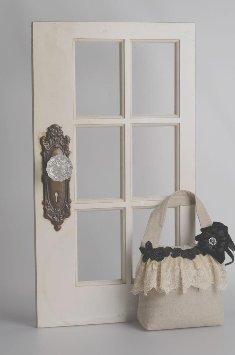 Miss Rose Sister Violet Linen and Black Lace Door Stop, MRSV-Miss Rose Sister Violet, Putti Fine Furnishings
