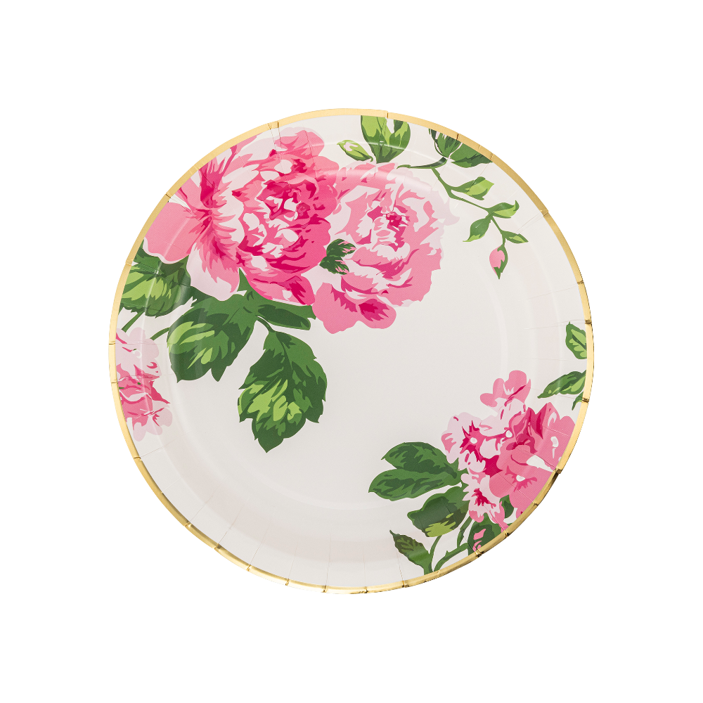 Pink Chintz Floral Paper Plate | Putti Celebrations