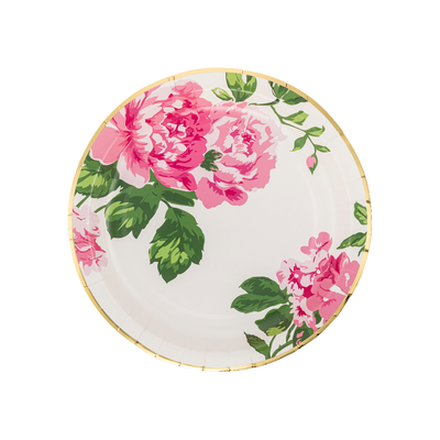 Pink Chintz Floral Paper Plate | Putti Celebrations