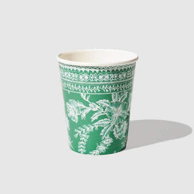 Emerald Green  and White French Toile Paper Cups | Putti Party Supplies