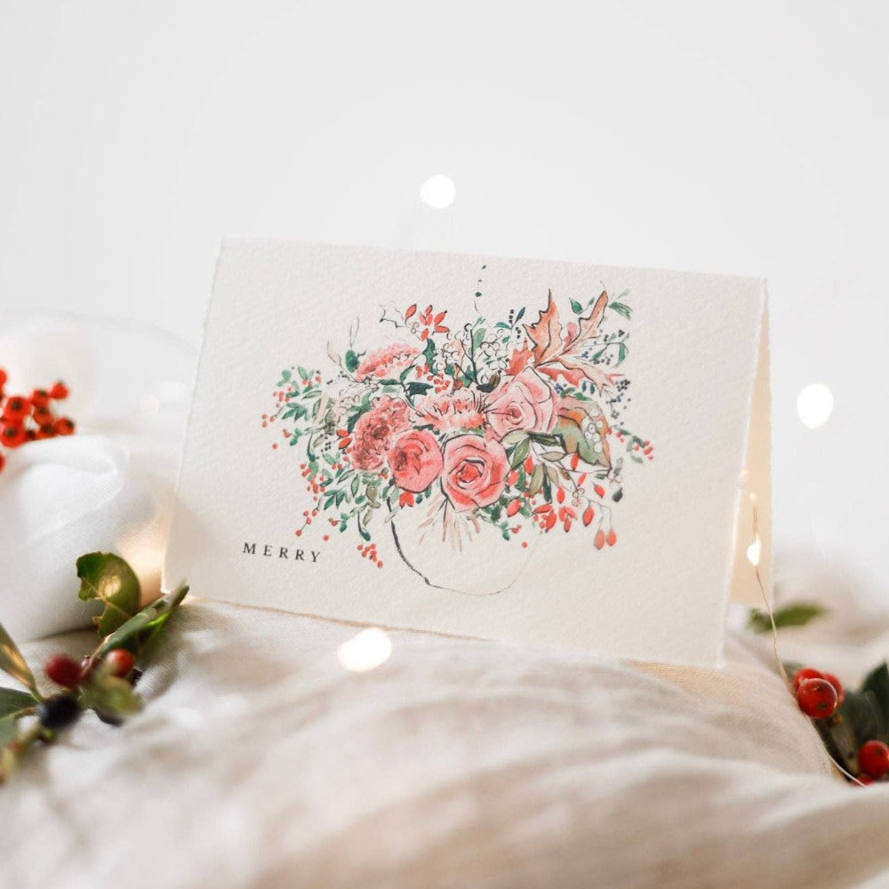 Sophie Amelia "Merry" Festive Florals Christmas Card