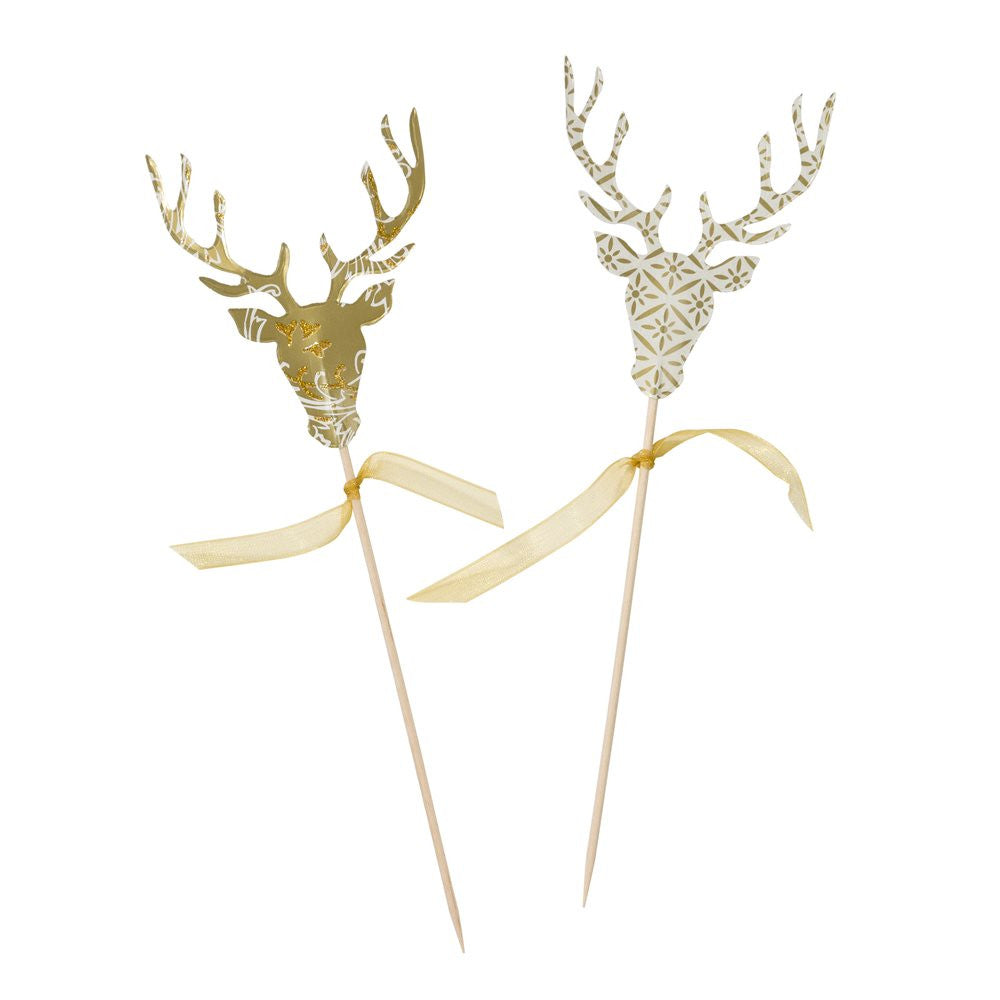 Party Porcelain Gold Stag Canape Picks, TT-Talking Tables, Putti Fine Furnishings