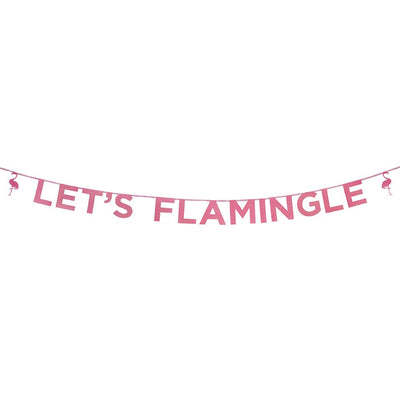 Say It With Glitter "Let's Flamingle" Hot Pink Banner, TT-Talking Tables, Putti Fine Furnishings