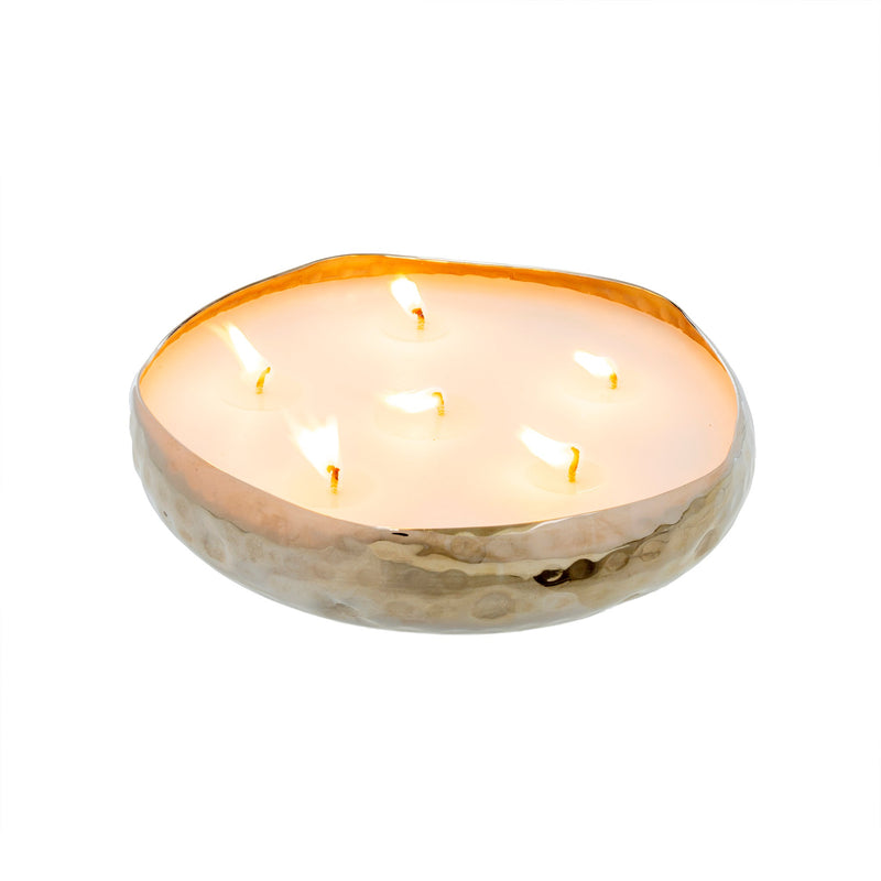 Multi Flame Hammered Silver Candle - Large