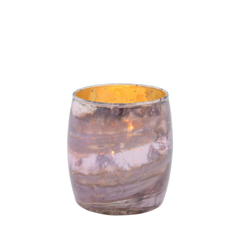 Shiny Pink Marbled Votive - Small - Candle Accessories - Indaba Trading - Putti Fine Furnishings Toronto Canada