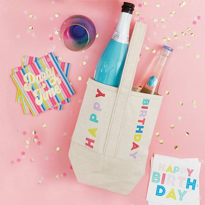 Double Bottle Wine Tote - Happy Birthday | Putti Fine Furnishings