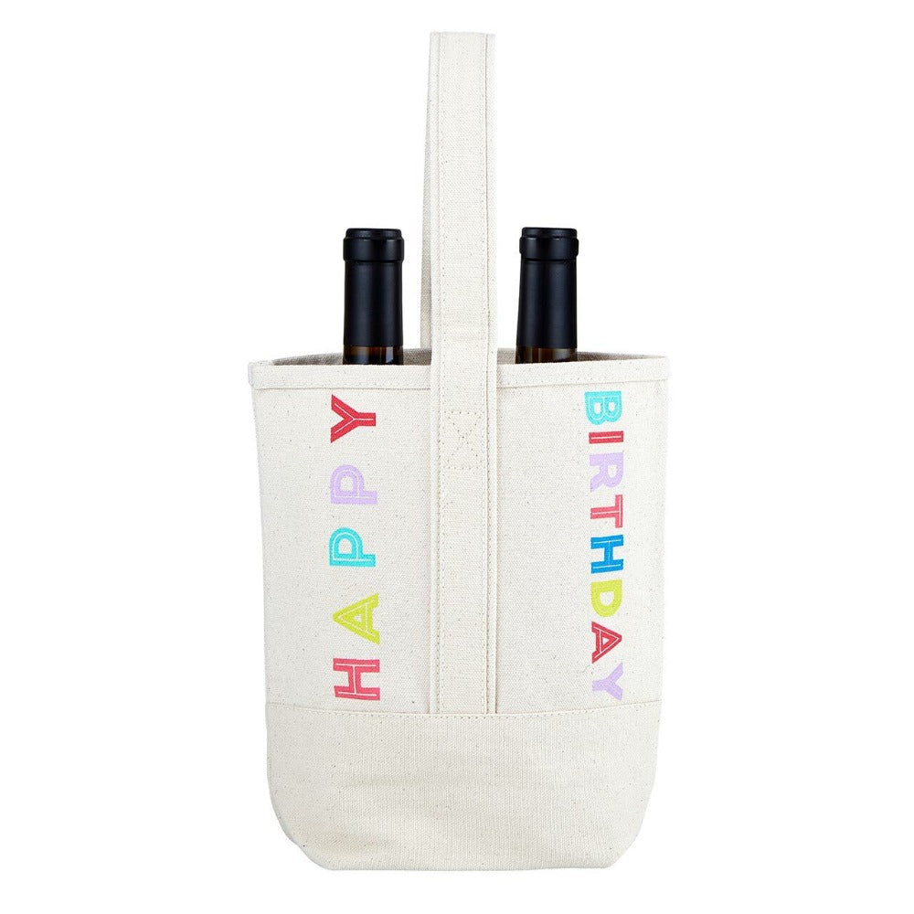 Double Bottle Wine Tote - Happy Birthday | Putti Fine Furnishings