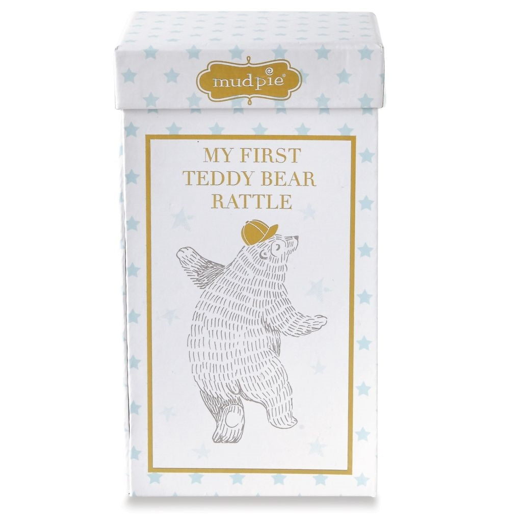 "My First Teddy" Rattle - Blue | Le Petite Putti Canada