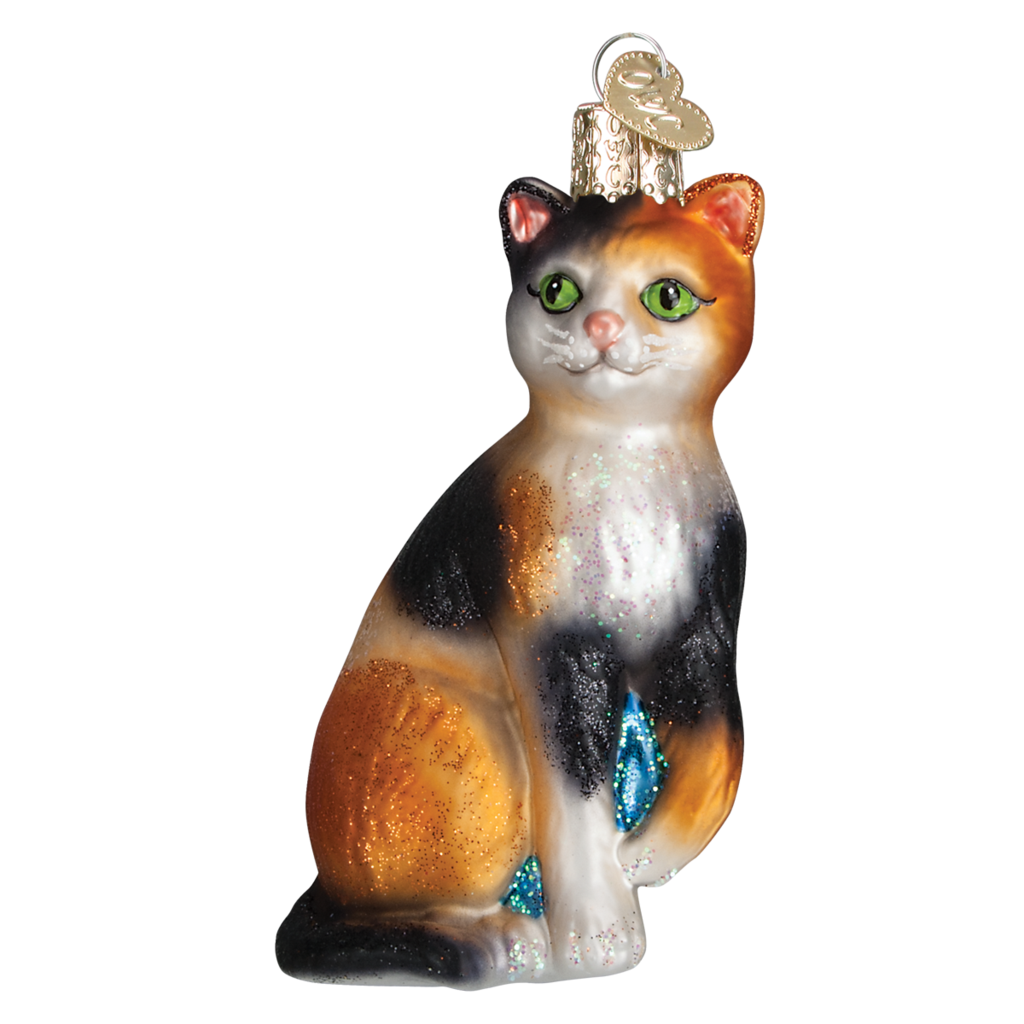 Old World Christmas Calico Cat Glass Ornament | Putti Christmas Canada