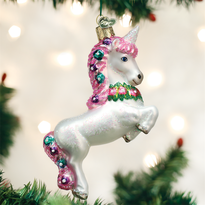 Old Word Christmas Prancing Unicorn Glass Ornament - Christmas Decorations - Old World Christmas - Putti Fine Furnishings Toronto Canada - 1