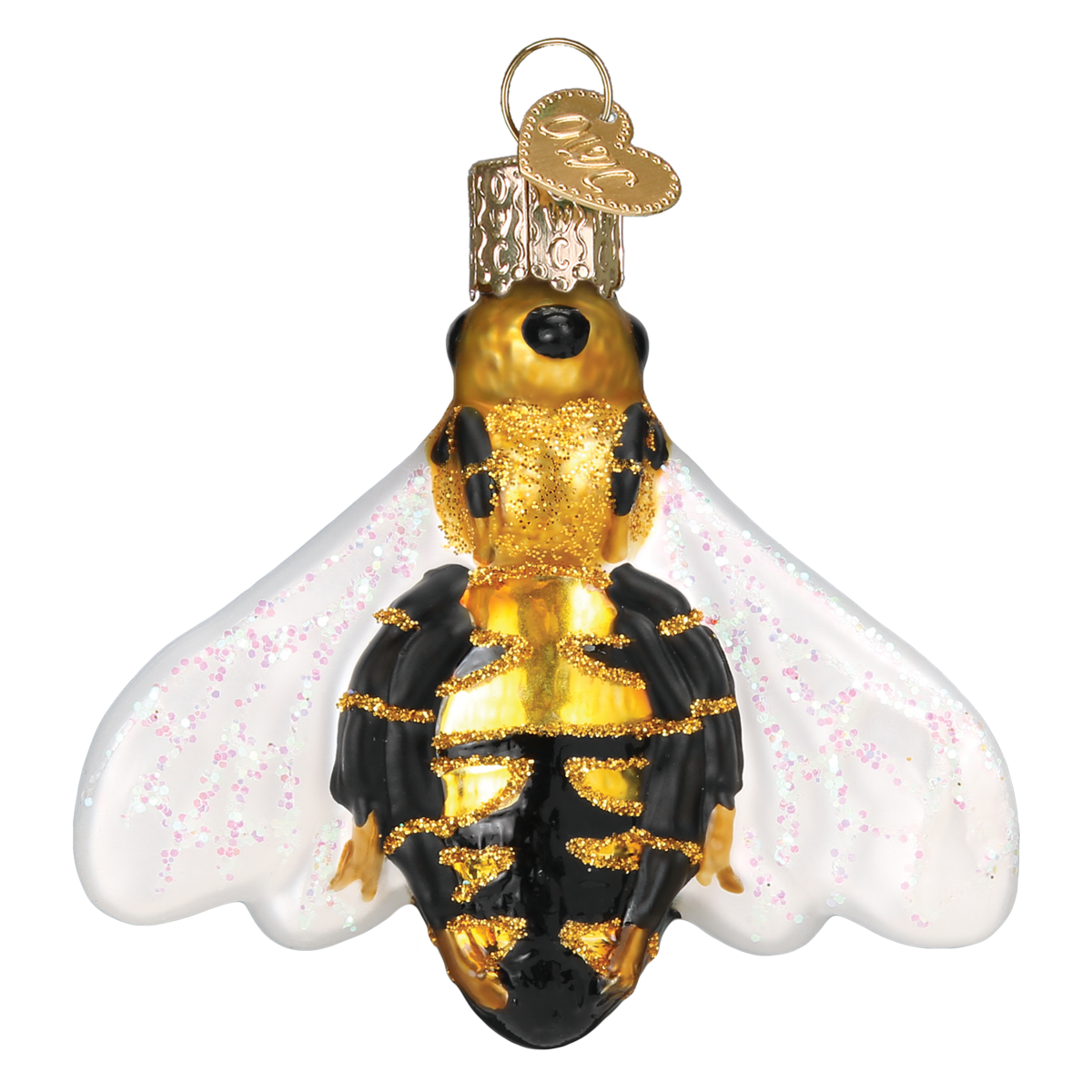 Old Word Christmas Honey Bee Glass Ornament - Putti Canada