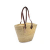 Long Flat Leather Handle French Straw Basket | Putti Fine Fashions