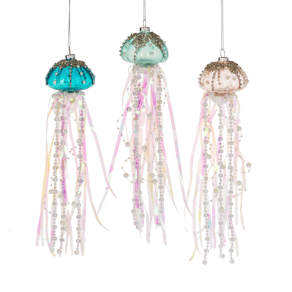 Pastel Jellyfish Glass Ornament | Putti Christmas Decorations