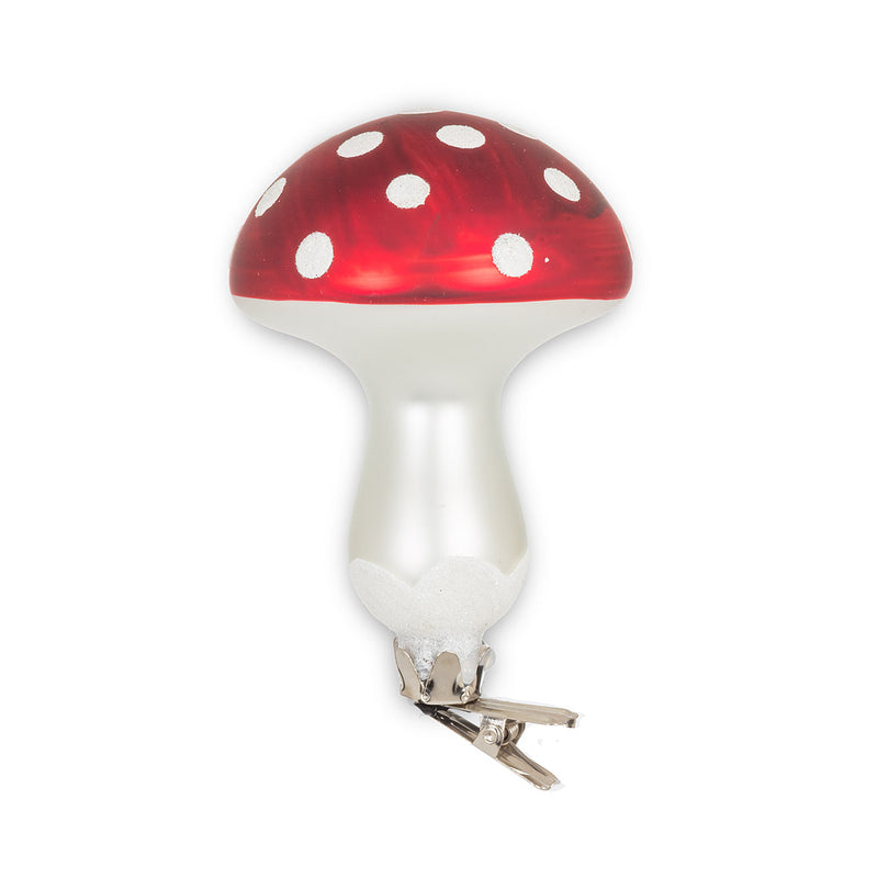 Mushroom Clip Glass Ornament | Putti Christmas Celebrations
