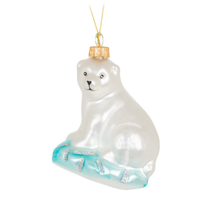 Polar Bear Cub Glass Ornament | Putti Christmas Canada