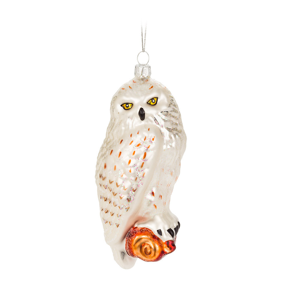 Snowy Owl Glass Ornament | Putti Christmas Canada