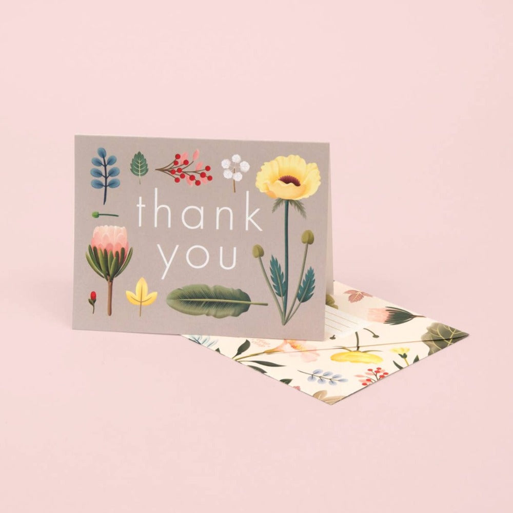 Grey Spring Bloom Thank You Boxed Cards