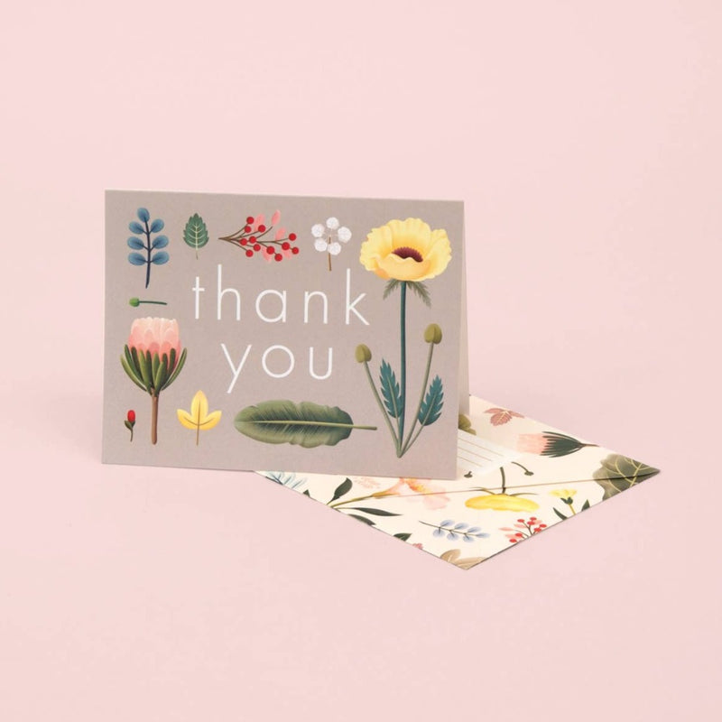 Grey Spring Bloom Thank You Boxed Cards