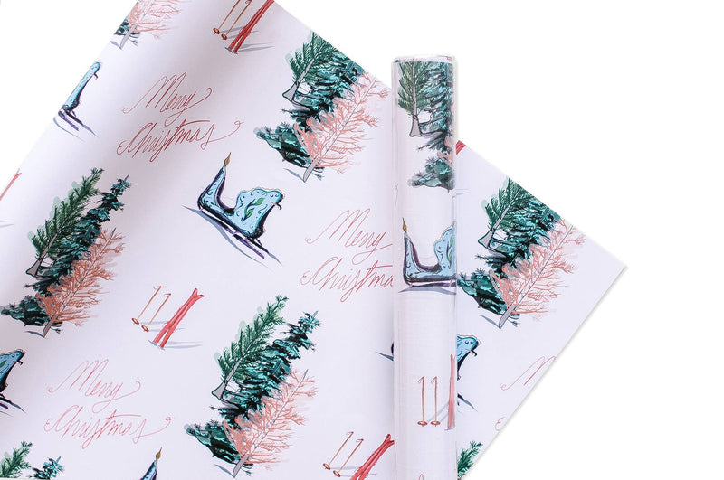 Skis + Sleigh Christmas Wrapping Paper Roll