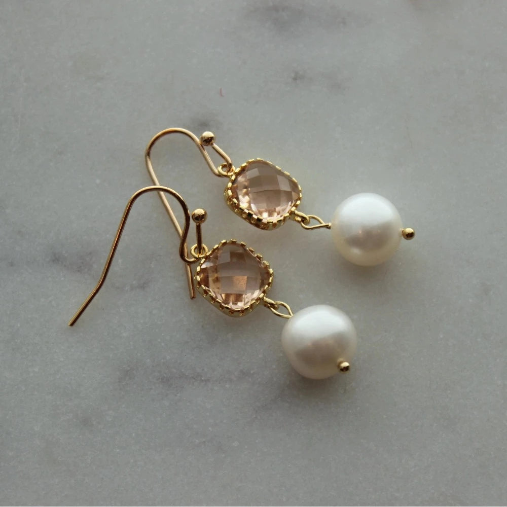 Gold Blush Pearl Earrings