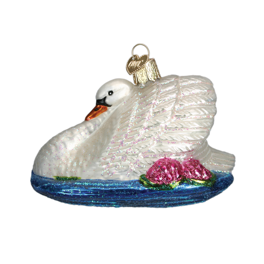 Old Word Christmas Monet's Swan Glass Ornament, OWC-Old World Christmas, Putti Fine Furnishings