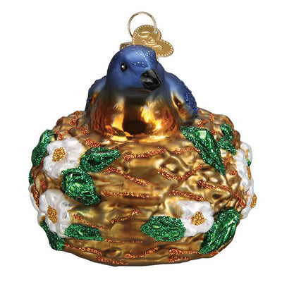 Old World Christmas Bird in Nest Glass Christmas Ornament | Putti Christmas