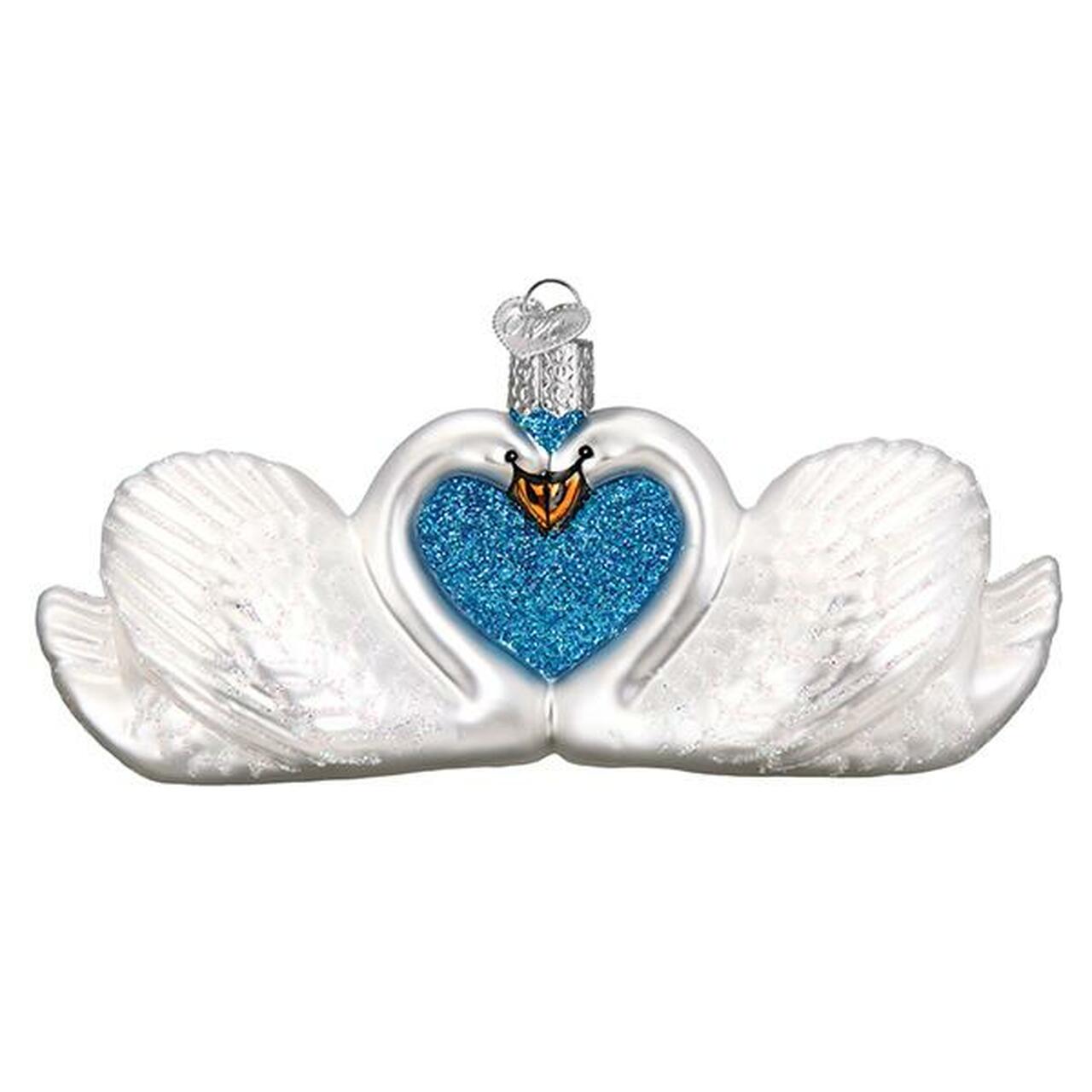 Old World Christmas Swans in Love Glass Ornament
