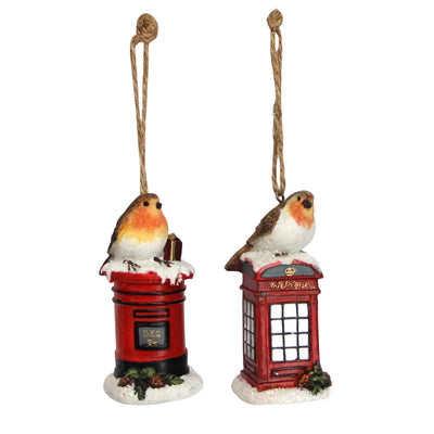 Robin on British Post Box Ornament