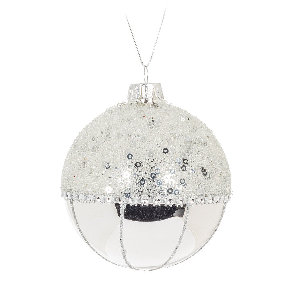 Silver Fancy Ball Glass Ornament
