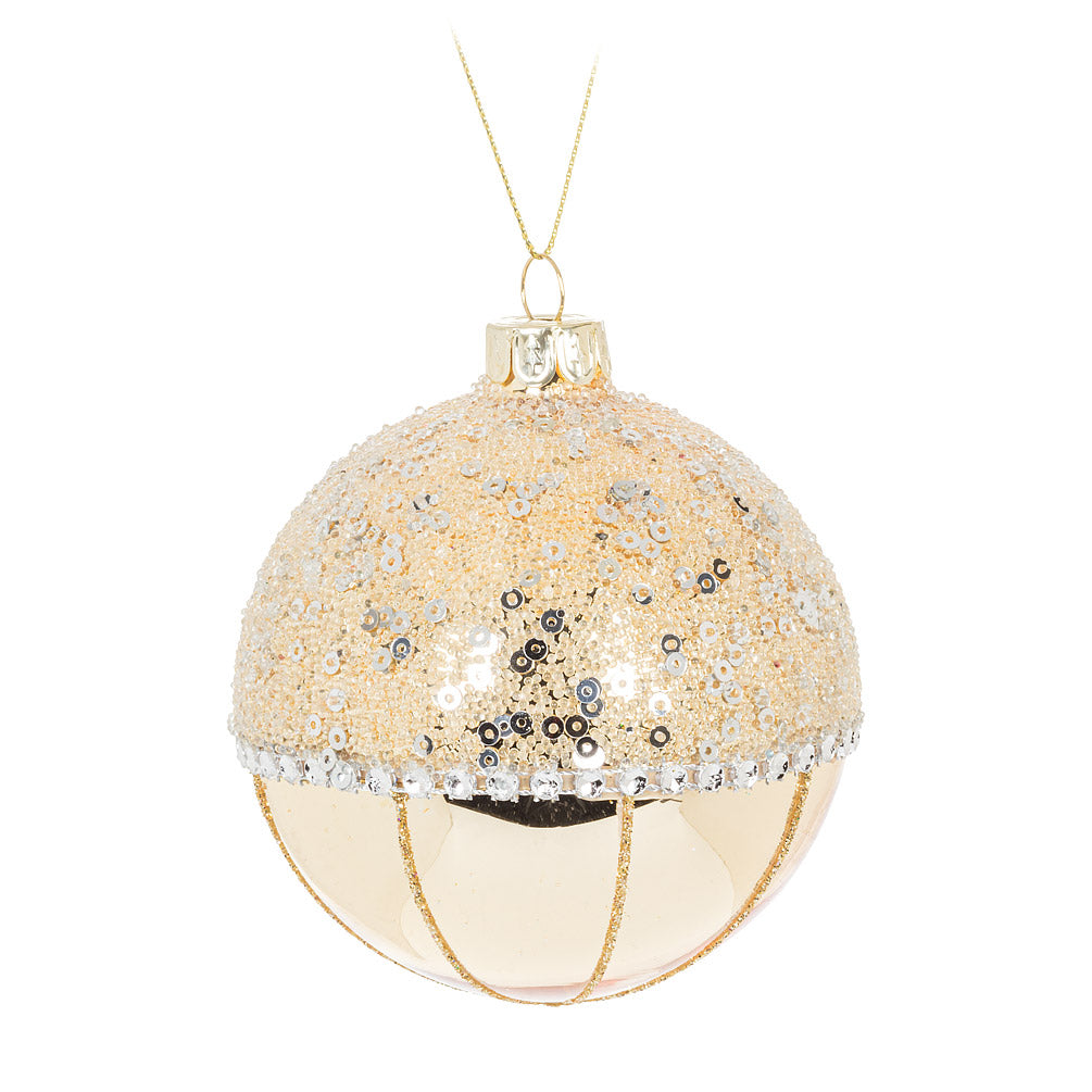 Gold Fancy Ball Glass Ornament