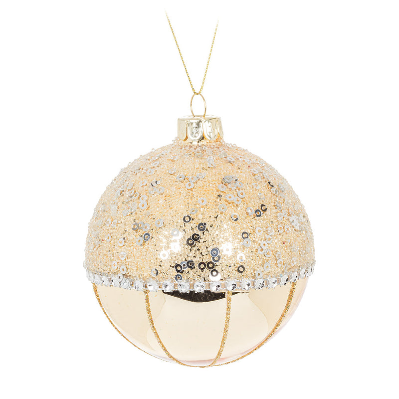 Gold Fancy Ball Glass Ornament