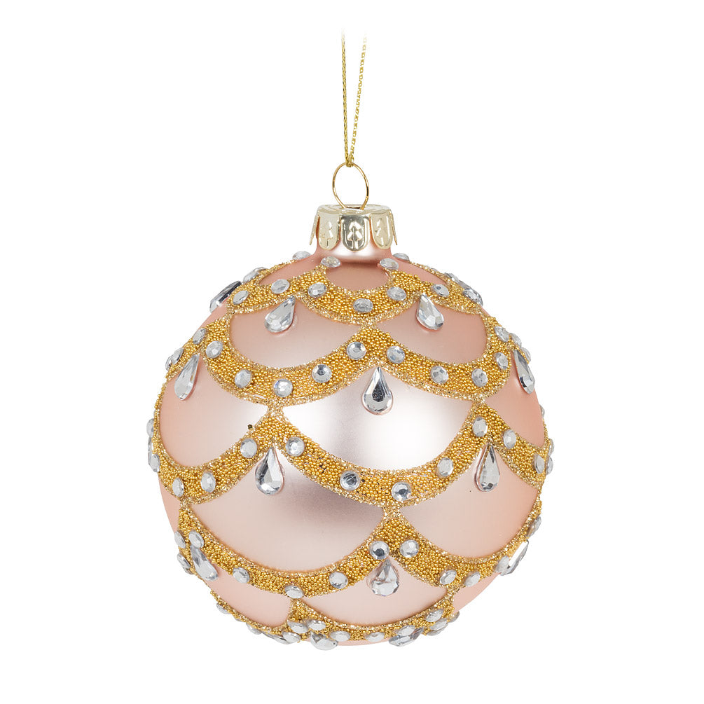 Pink Fancy Swag Glass Ball Ornament | Putti Christmas Canada